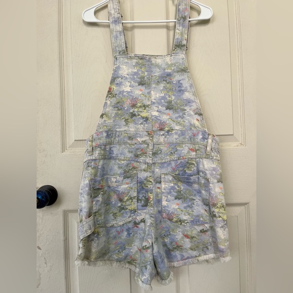 Pilcro x Anthropologie pastel floral pattern denim overalls short size 30 - Picture 10 of 11